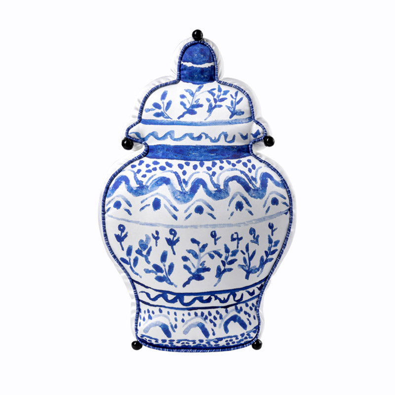 Chinese Classic Blue and White Double-Sided Printed Vase Shaped Throw Pillow Cushion-01