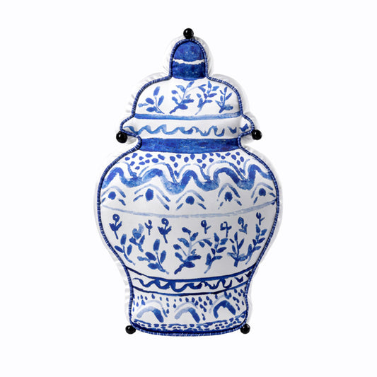 Chinese Classic Blue and White Double-Sided Printed Vase Shaped Throw Pillow Cushion-01