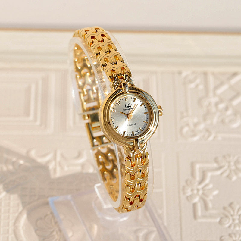 Delicate Old Retro Gold Manual Mechanical Watch for Women-02