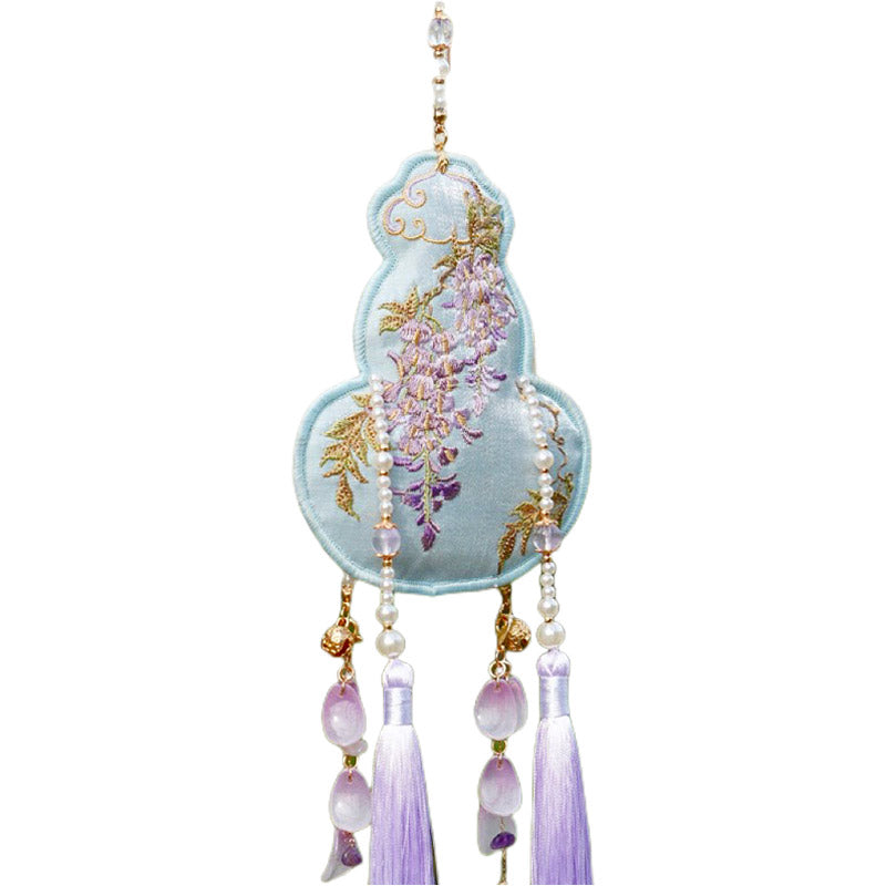 Wisteria Embroidery Auspicious Gourd Pendant Hanfu Pendant Accessory Chinese Gift-01