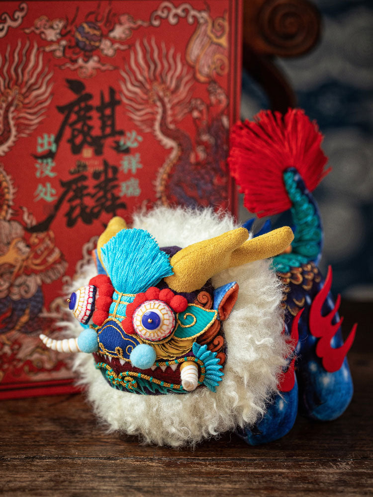 Handmade DIY Auspicious Beast Kirin Embroidery Material Kit - 3D Fabric Kirin Ornament Birthday Gift-01