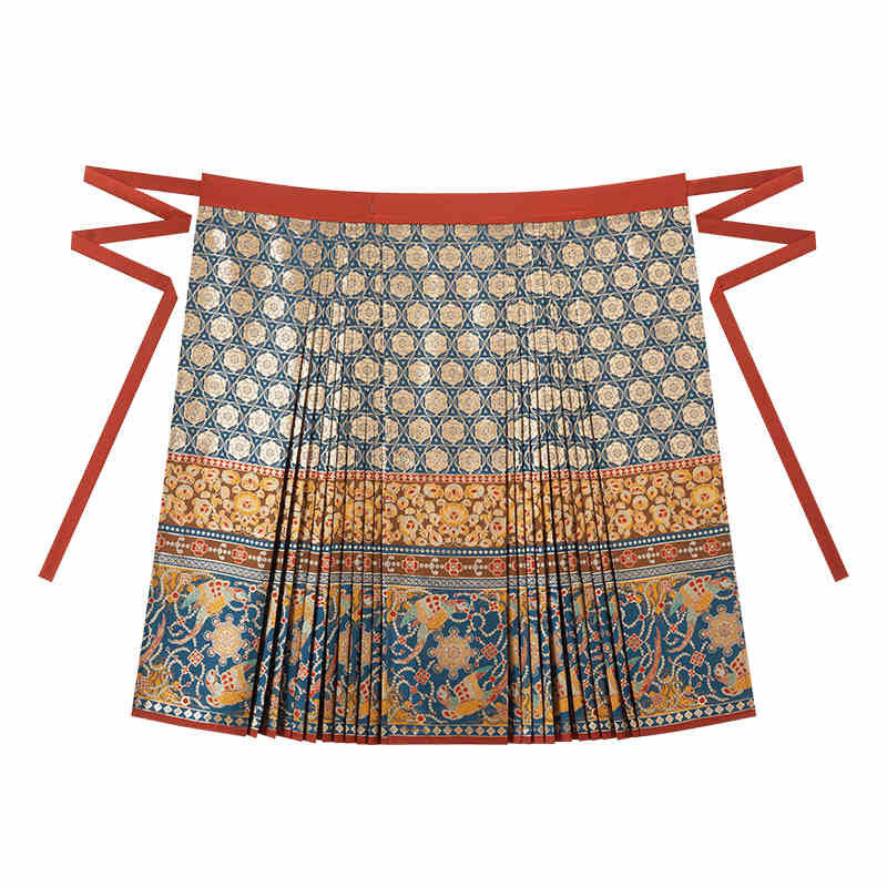 Women's Ming Dynasty-style Gold Embroidered Mamianqun Hanfu Skirt-01