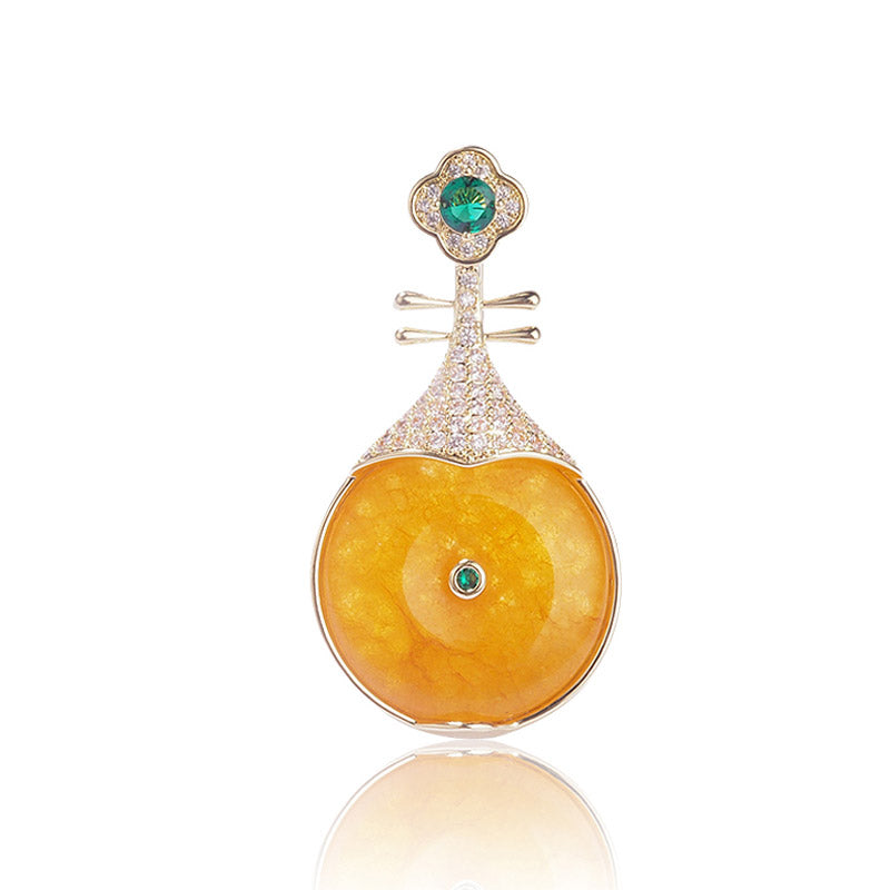 Chinese Classical Pipa Brooch with Cubic Zirconia Best Jewelry Gift-01