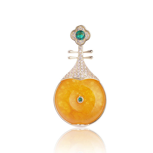 Chinese Classical Pipa Brooch with Cubic Zirconia Best Jewelry Gift-01