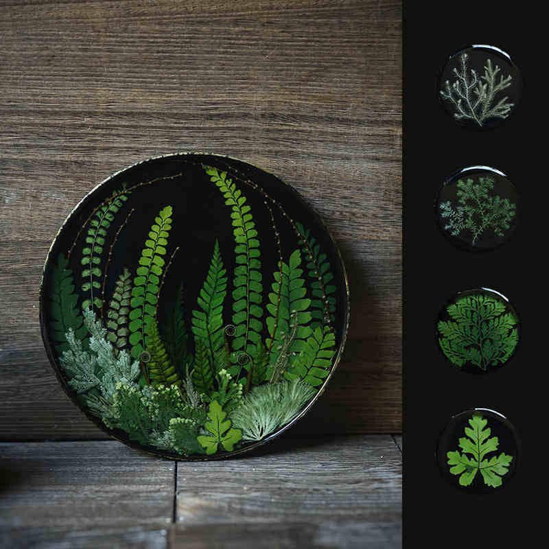 Handcrafted Natural Fern Round Lacquer Tray - Traditional Chinese Non-Heritage Lacquerware Tray-05