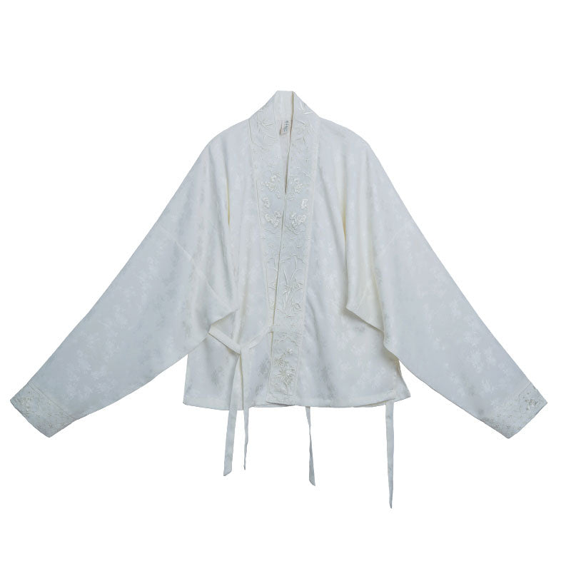Chinese Style Retro Floral Pattern Embroidery Women's Long Sleeve Mandarin Collar Shirt Hanfu Top-03