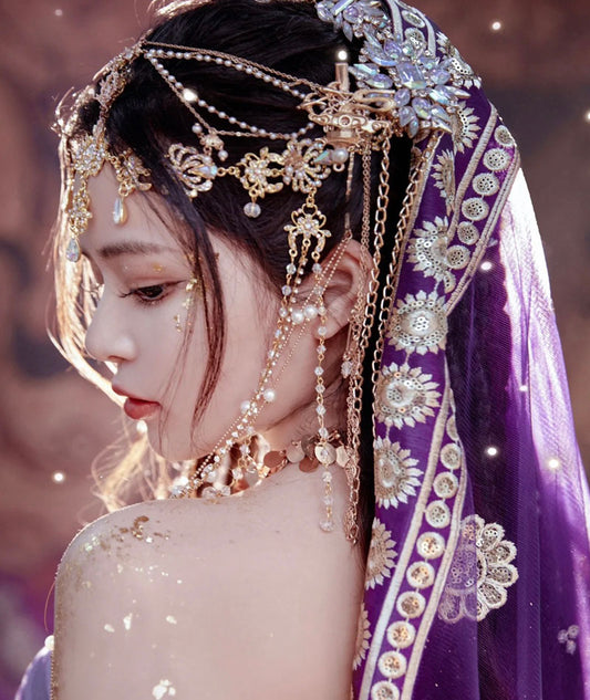 Exotic Style Dunhuang Feitian Western Region Princess Style Purple Shawl and Accessories-02