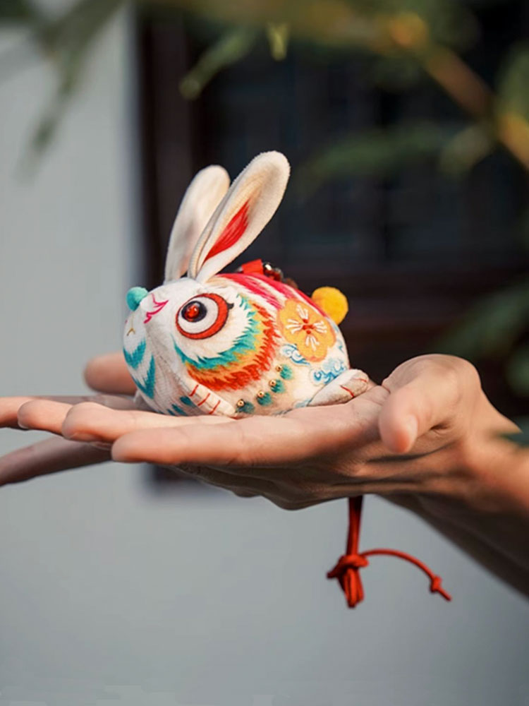 Adorable Bunny Osmanthus Scented Sachet Hand Embroidery Hanging Pendant Herbal Calming Blessing Bag Gift-02