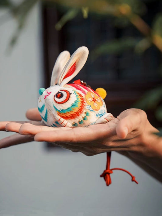 Adorable Bunny Osmanthus Scented Sachet Hand Embroidery Hanging Pendant Herbal Calming Blessing Bag Gift-02