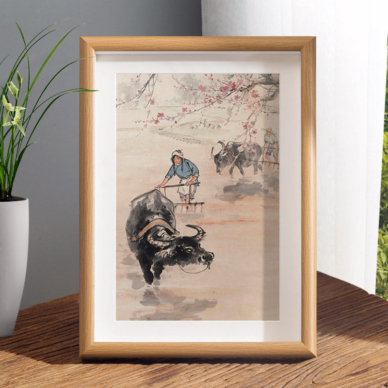 Spring Plowing - Desk Decoration Ornament Chinese Landscape Painting
