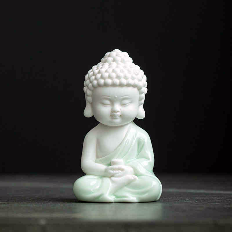 Handcrafted Celadon Chinese Zen-Style Ceramic Buddha Statue-03