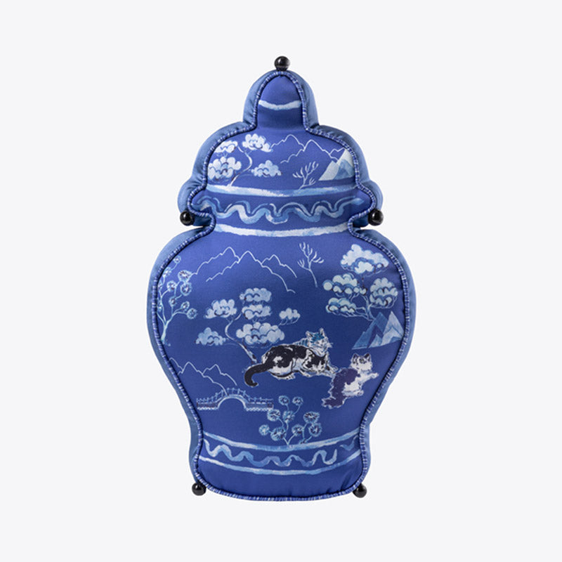 Chinese Classic Blue and White Double-Sided Printed Vase Shaped Throw Pillow Cushion-02