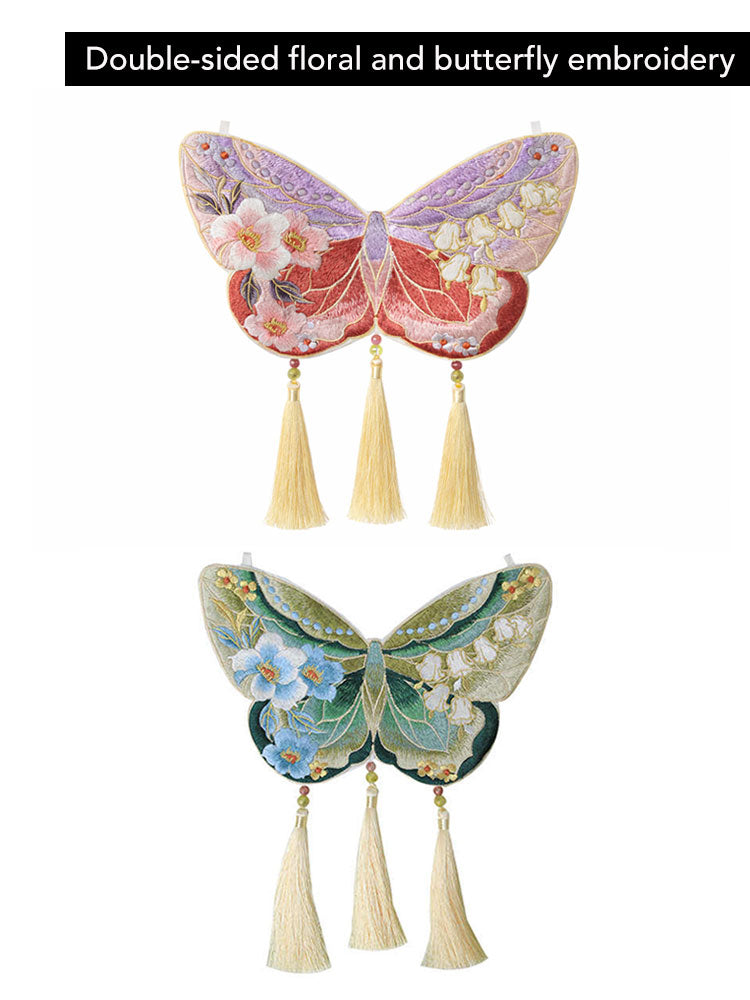 Butterfly & Floral Double-Sided Embroidered Phone Bag with Tassel-07