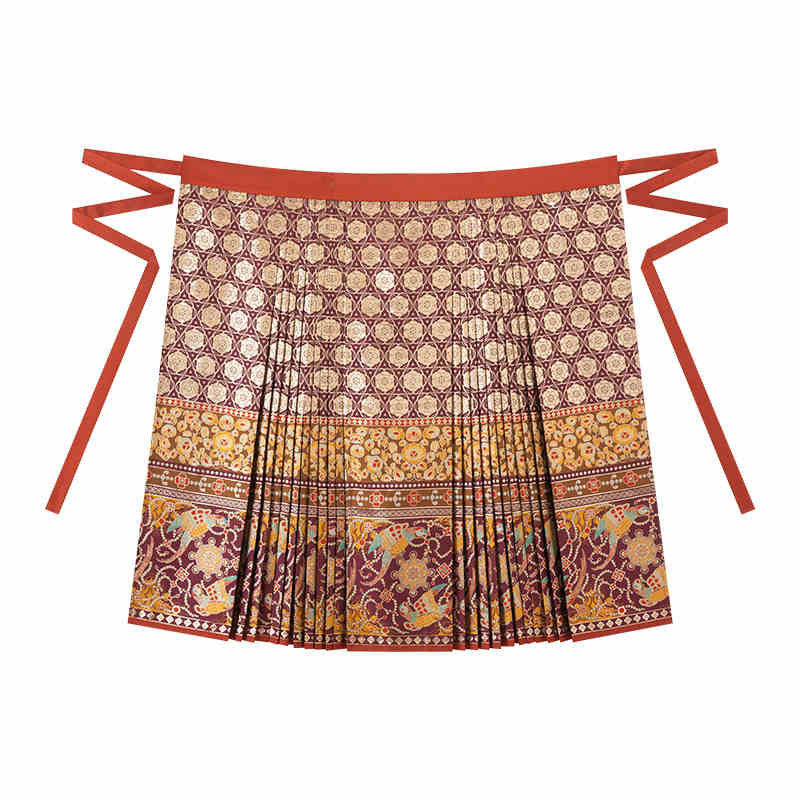 Women's Ming Dynasty-style Gold Embroidered Mamianqun Hanfu Skirt-02