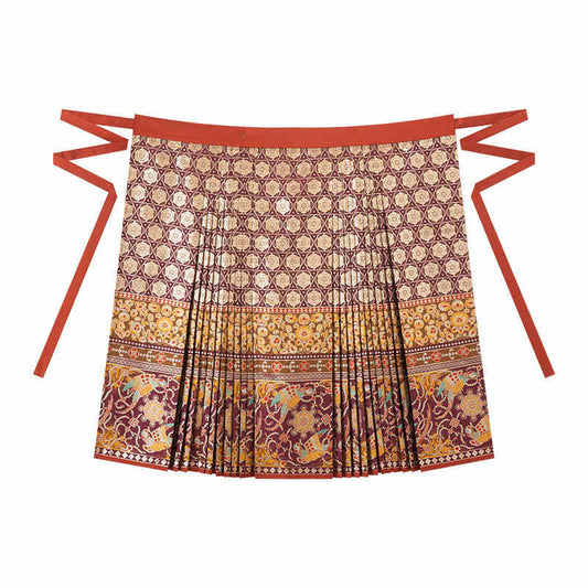 Women's Ming Dynasty-style Gold Embroidered Mamianqun Hanfu Skirt-02