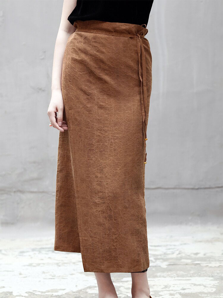 Exclusive Retro Chinese-style Silk Fragrant Cloud Gauze Midi Skirt Mulberry Silk Belted Pencil Skirt-08