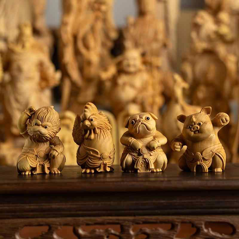 Boxwood Zodiac Animal Carvings – Chinese-style Collectible Art & Birthday Gift-03