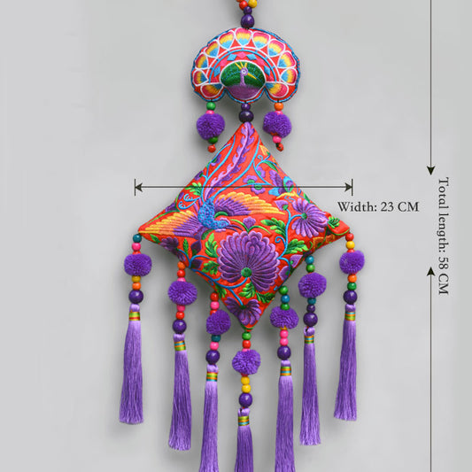 Handmade Embroidered Peacock Opening Screen Chinese Ethnic Style Embroidery Fabric Wall Hanging Decoration-02