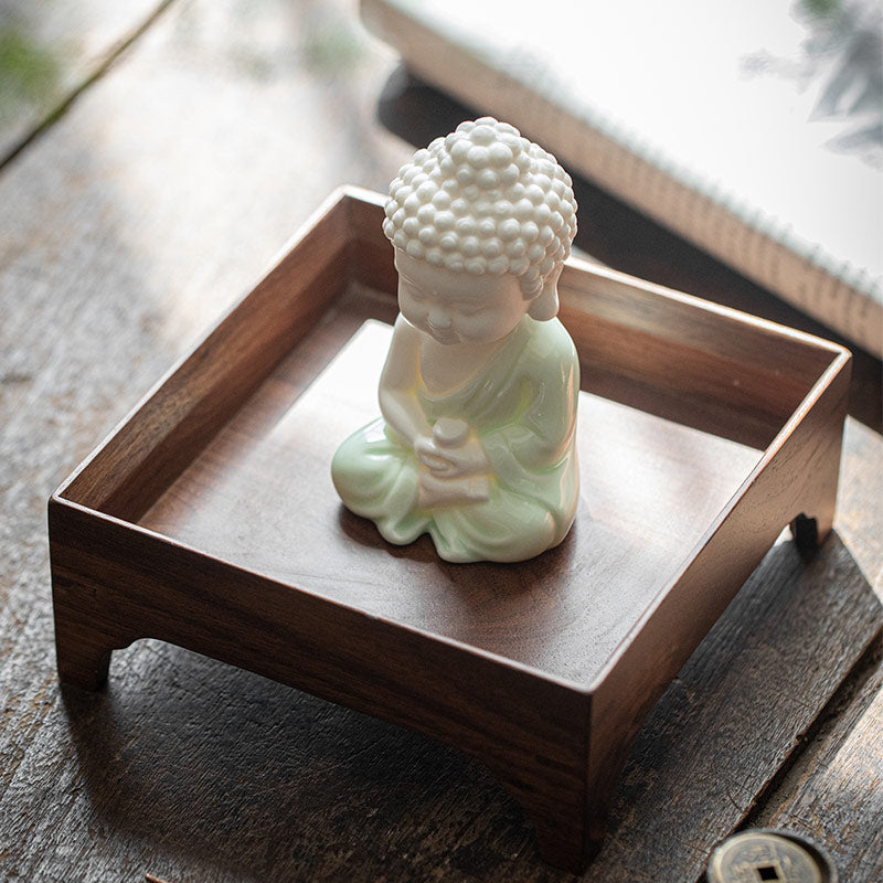 Handcrafted Celadon Chinese Zen-Style Ceramic Buddha Statue-04