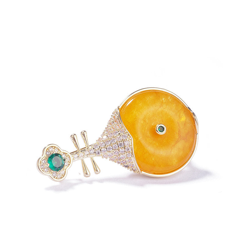 Chinese Classical Pipa Brooch with Cubic Zirconia Best Jewelry Gift-03