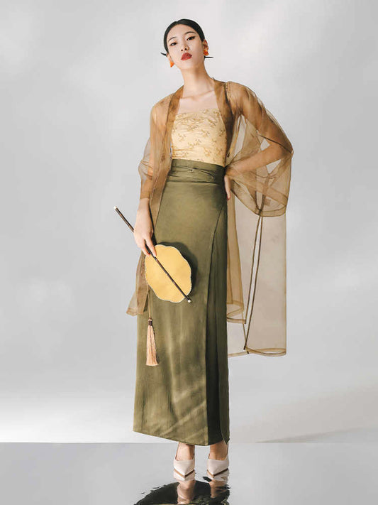 Summer Afternoon – Song Dynasty Inspired Three-Piece Modern Hanfu Skirt Set Chinese Style Outfit-03