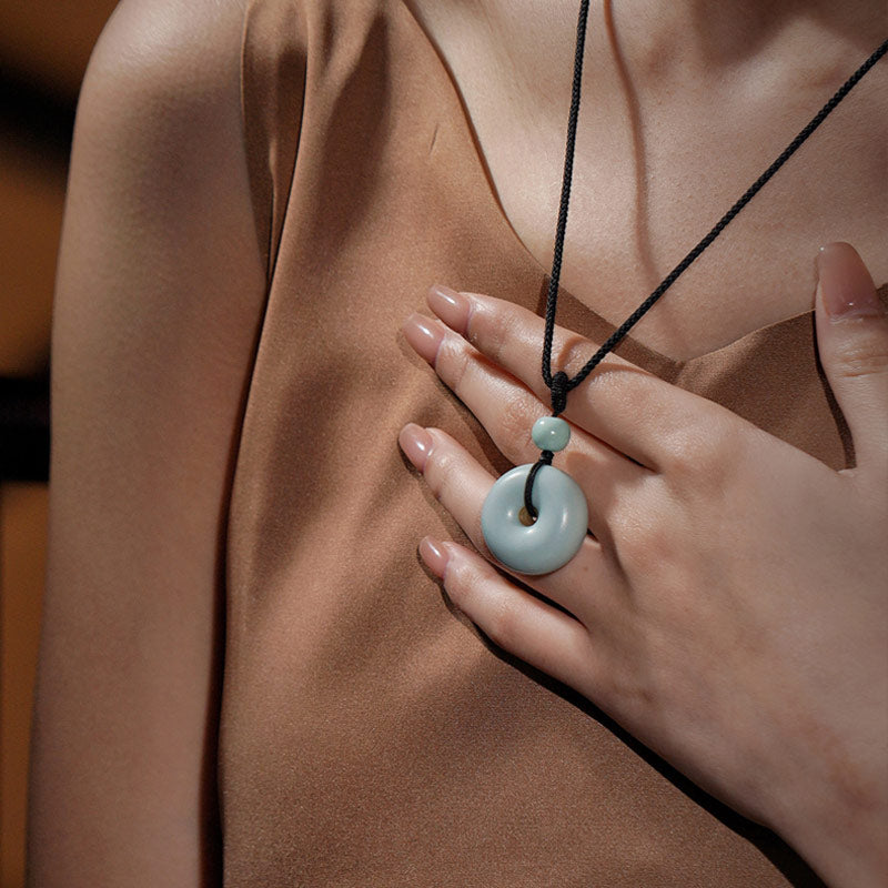 Jingdezhen Ru Kiln Peace Knot Pendant Necklace – A Thoughtful Birthday Gift for Mom or Wife-03