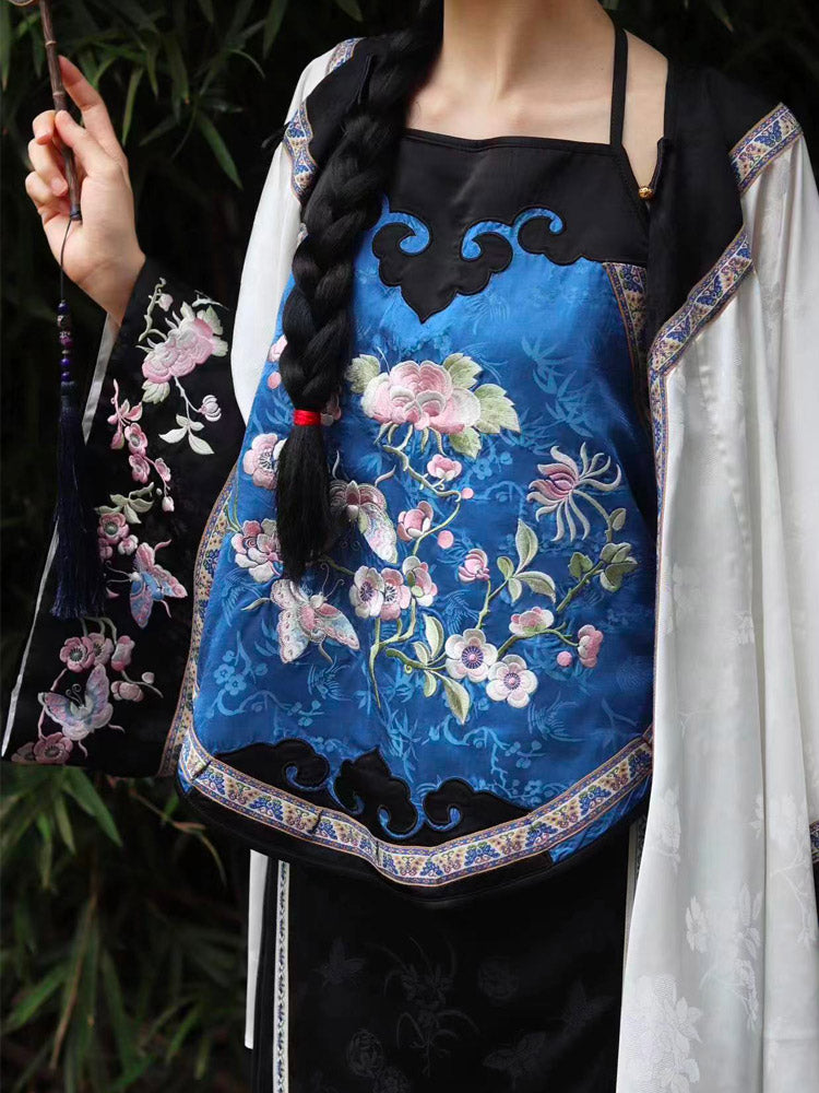 Vintage Chinese Silk Camisole with Floral and Butterfly Embroidery Hanfu Undershirt-02