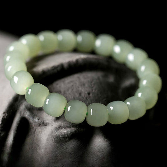 Natural Hetian Qing Jade Bracelet - Lake-Water Green Tone-02