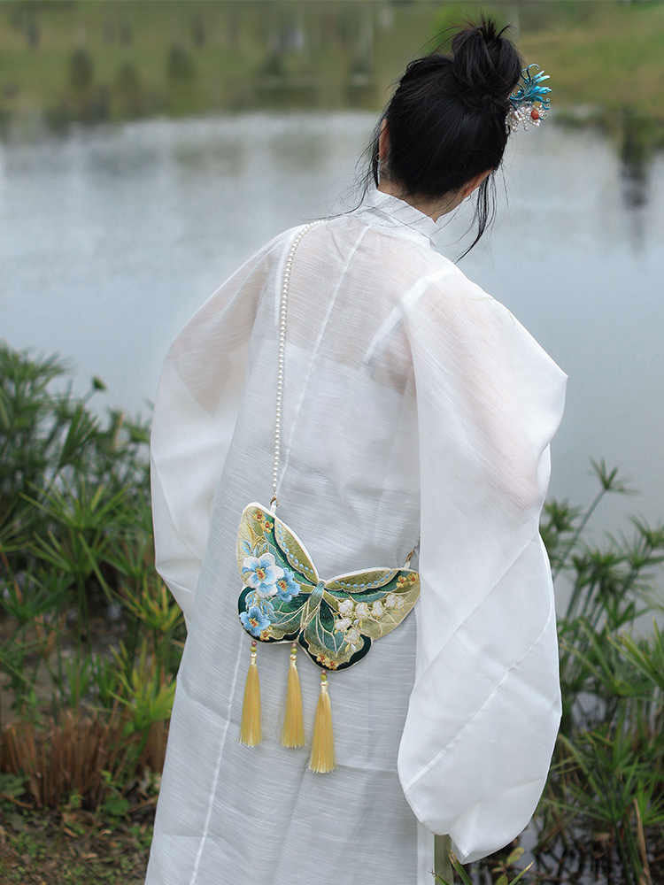 Butterfly & Floral Double-Sided Embroidered Phone Bag with Tassel-02