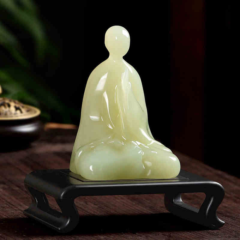 Natural Cyan Jade Formless Buddha Statue – Zen Miniature Art Piece-03