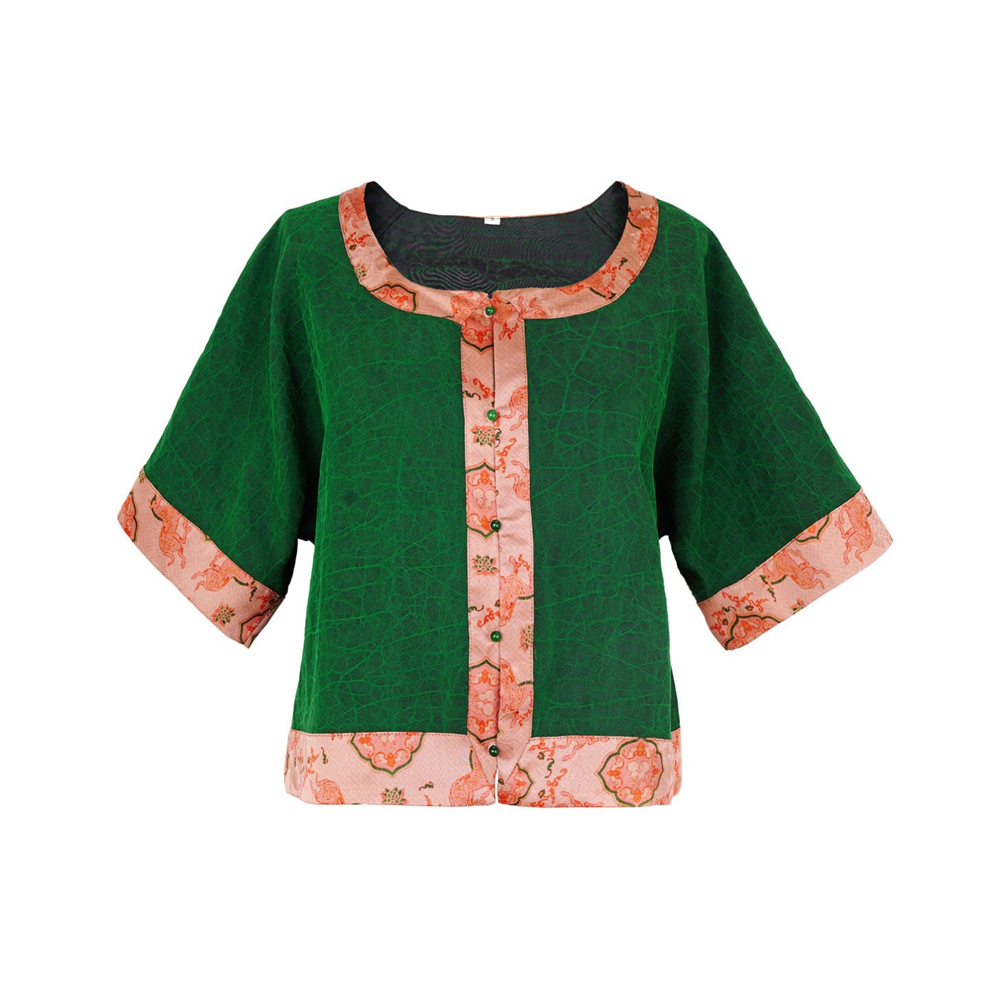 Chinese Jacquard Mulberry Silk Short Sleeve Top-03