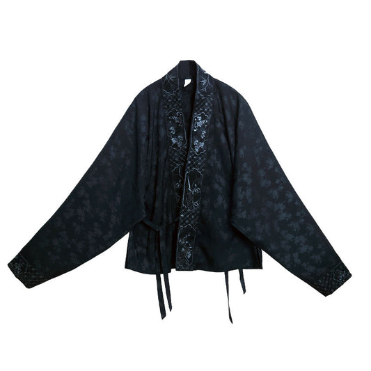 Chinese Style Retro Floral Pattern Embroidery Women's Long Sleeve Mandarin Collar Shirt Hanfu Top-02