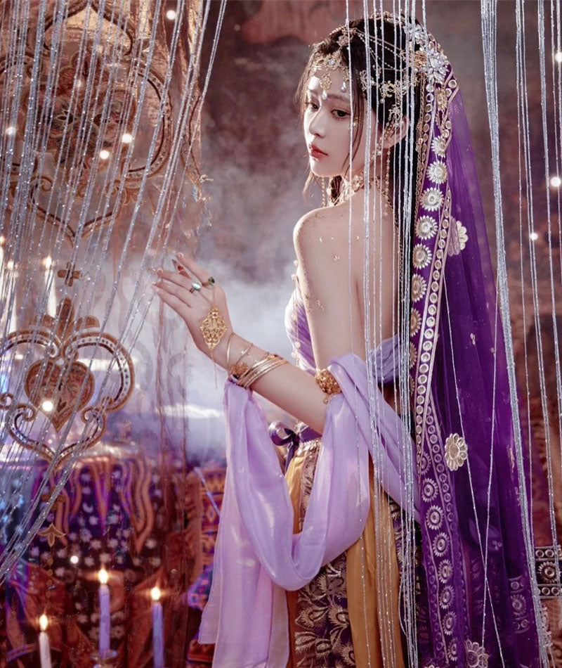 Exotic Style Dunhuang Feitian Western Region Princess Style Purple Shawl and Accessories-03
