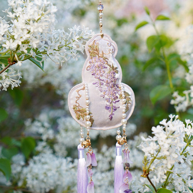 Wisteria Embroidery Auspicious Gourd Pendant Hanfu Pendant Accessory Chinese Gift-07
