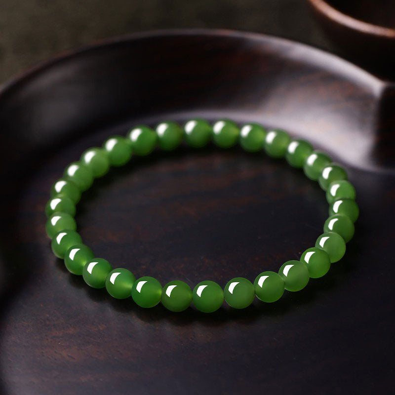 Select-Grade Natural Hetian Jade Bead Bracelet-08