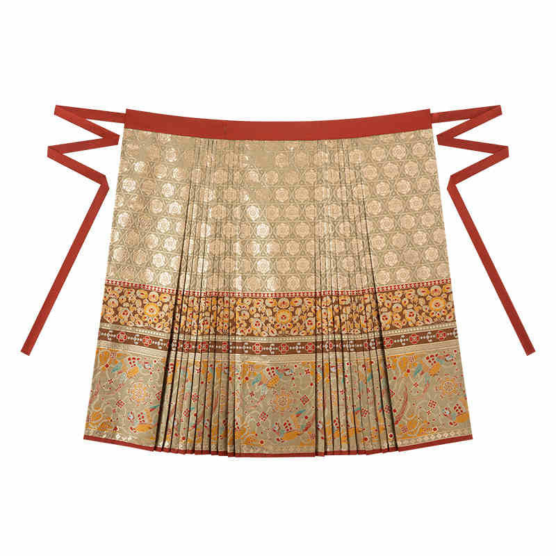 Women's Ming Dynasty-style Gold Embroidered Mamianqun Hanfu Skirt-03
