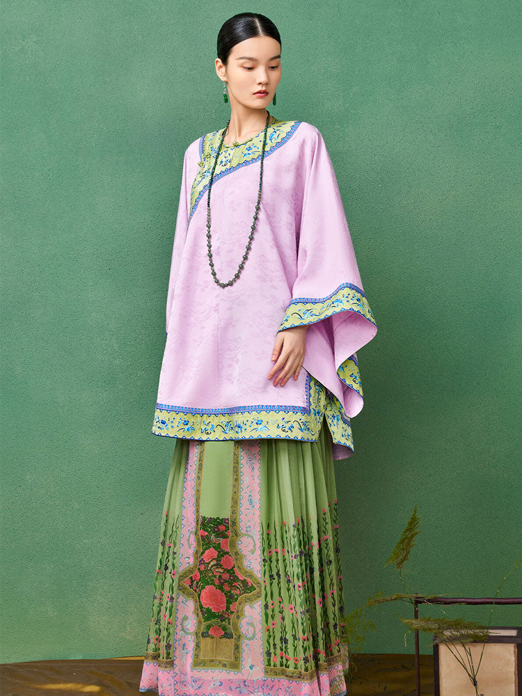 Bohemian Chinese Silk Mamianqun Horse-Face Skirt – Floral Print Wrap Skirt Women-03