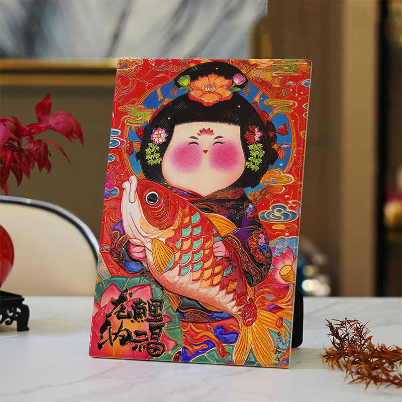 Dragon Koi Blessing Porcelain Table Art – Auspicious Home & Office Display-02