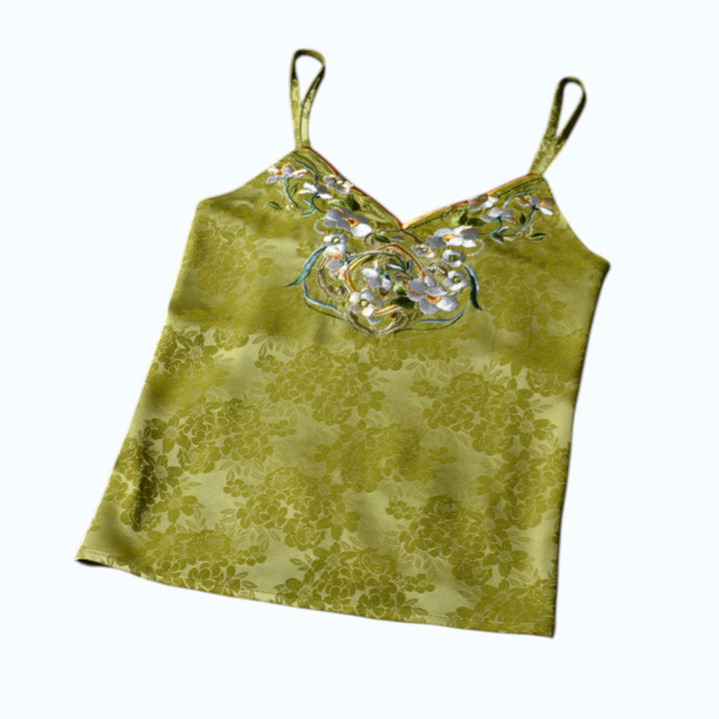 Chinese Style Jasmine Embroidered Hanfu Inner-Layer Camisole - Jacquard Satin-06