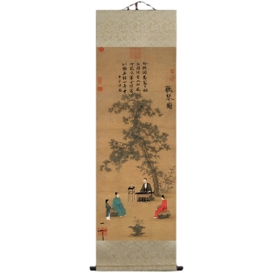 The second painting is a replica of "Listening to the Qin" by Zhao Ji