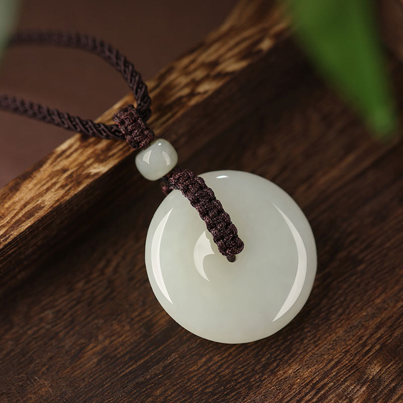 Natural Hetian Qingshui Jade Ping An Kou Jade Pendant Necklace Couple Gift-03
