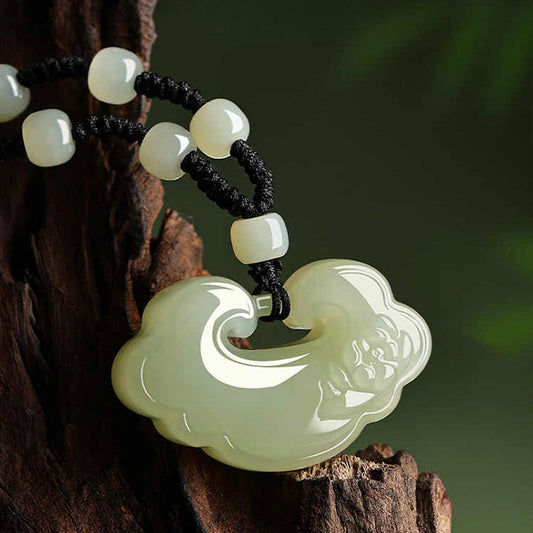 Hetian Jade Lotus Ruyi Lock Necklace-02