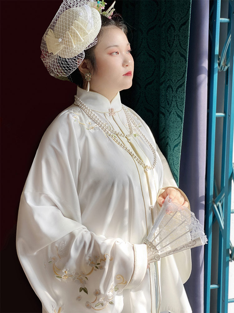 Plus Size Hanfu Ma Mian Qun Skirt Set - Traditional Chinese Hanfu Outfit with Vintage Embroidery, Loose Fit & Modest Elegance-05
