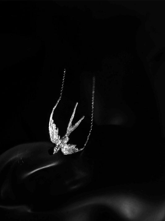 Lucky Swallow – S930 Handforged Chinese Silver Earrings with Tassel Accents-04