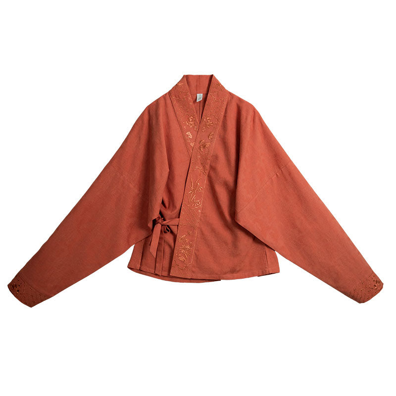 Chinese Style Retro Floral Pattern Embroidery Women's Long Sleeve Mandarin Collar Shirt Hanfu Top-05