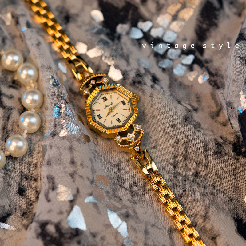Elegant Vintage Gold Octagonal Dial Baroque Style Watch for Women-04