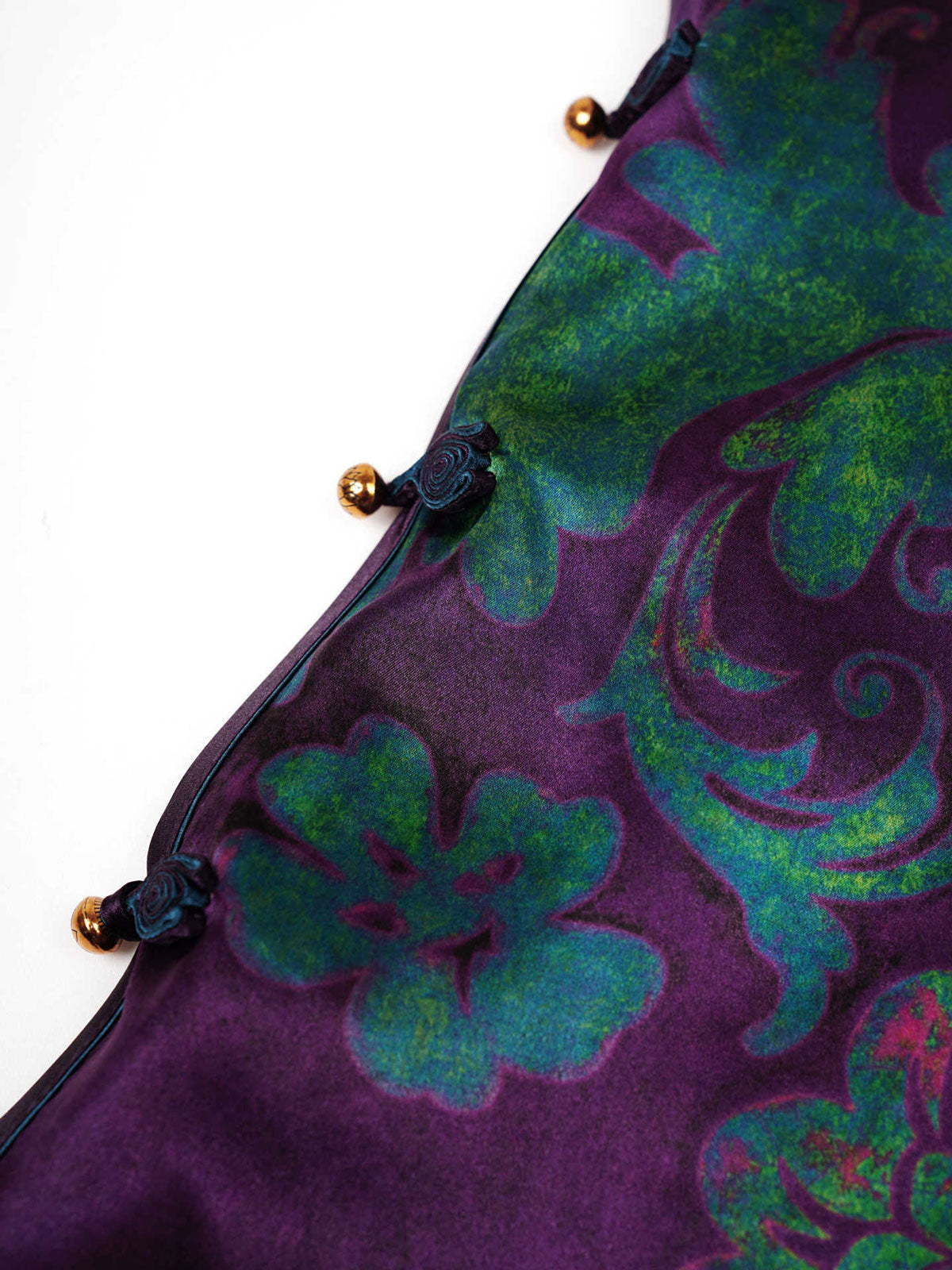 Purple Vintage Floral Handmade Mulberry Silk Qipao Cheongsam Dress-04