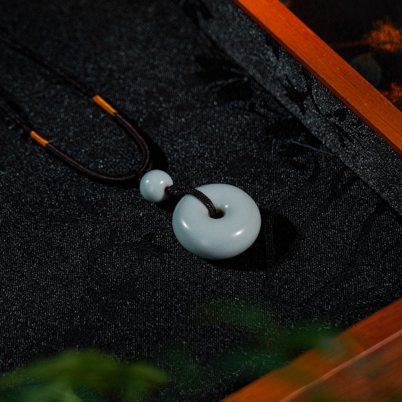 Jingdezhen Ru Kiln Peace Knot Pendant Necklace – A Thoughtful Birthday Gift for Mom or Wife-04