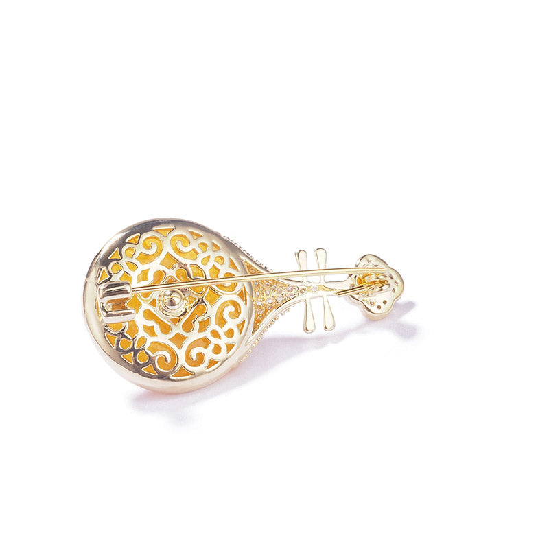 Chinese Classical Pipa Brooch with Cubic Zirconia Best Jewelry Gift-04