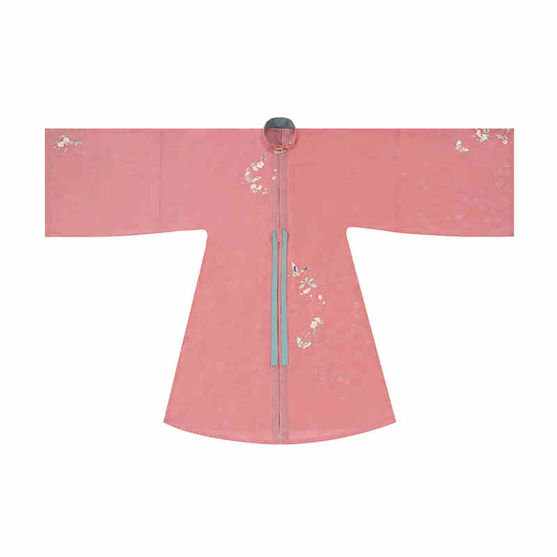Blossom Season - Pink Traditional Stand-Collar Embroidered Hanfu Dress Set-05